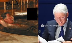 Rozbawiony Bill Clinton tłumaczy się ze zdjęcia z kobietą w jacuzzi znalezionego w aktach Epsteina: "Nie wiem, kim ona jest"