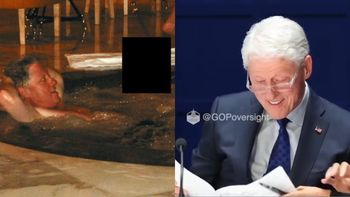 Rozbawiony Bill Clinton tłumaczy się ze zdjęcia z kobietą w jacuzzi znalezionego w aktach Epsteina: "Nie wiem, kim ona jest"