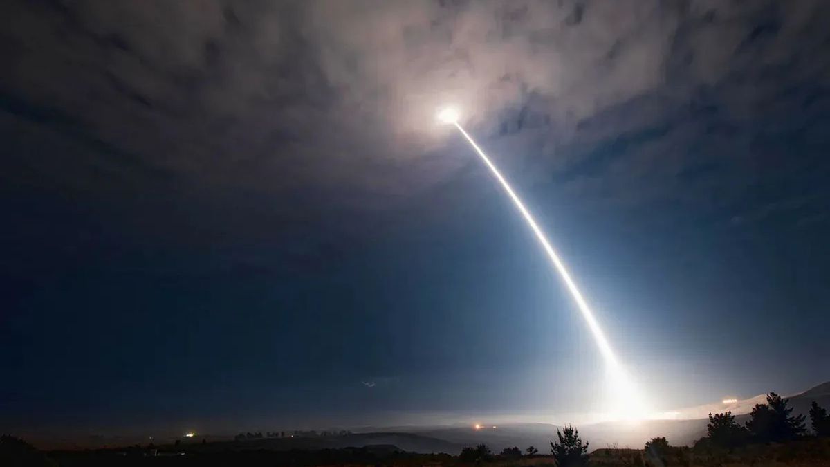 Test pocisku Minuteman III, zdjęcie z testu przeprowadzonego w 2022 r.