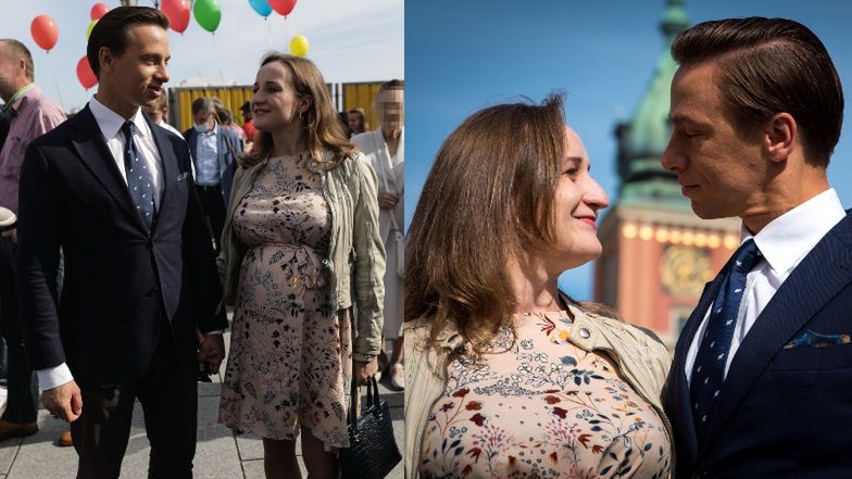 Krzysztof Bosak ze swoją ciężarną żoną, Kariną Bosak