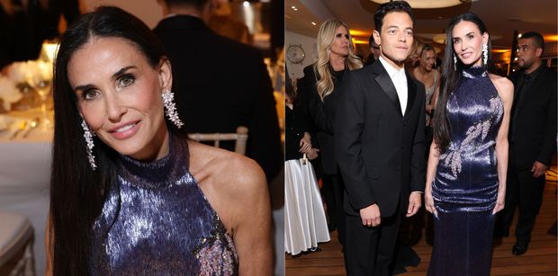 Posągowa Demi Moore olśniewa w fioletowej sukni na gali w Cannes. Ikona? (ZDJĘCIA)