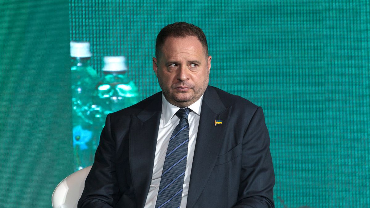 Head of the Office of the President of Ukraine, Andrii Yermak, is seen during the conference on introducing additional sanctions against Russia at the National Museum of the History of Ukraine in the Second World War in Kyiv, Ukraine, on June 27, 2025 (Photo by Kyrylo Chubotin/Ukrinform). NO USE RUSSIA. NO USE BELARUS. (Photo by Ukrinform/NurPhoto via Getty Images)