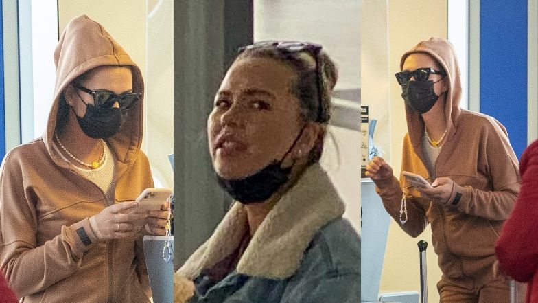 Sandra Kubicka w kapturze i okularach przeciwsłonecznych ukrywa się przed fanami (?) na lotnisku