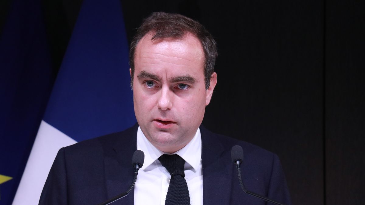 PARIS, FRANCE - MARCH 26: The French Minister of the Armed Forces, Sebastien Lecornu held a press conference on the theme 'Industrial reinforcement: Armament and munitions' in Paris, France on March 26, 2024. (Photo by Umit Donmez/Anadolu via Getty Images)