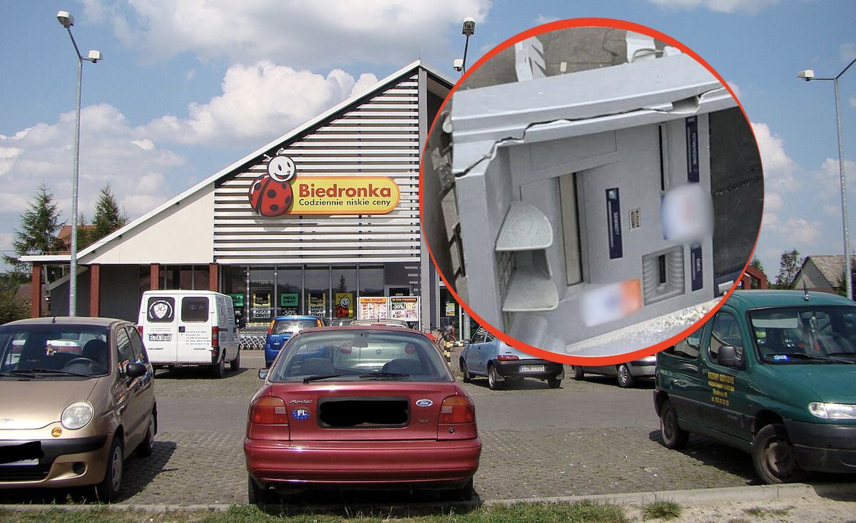 Bankomat przy Biedronce wysadzony został w Kłodawie. To kolejny taki przypadek