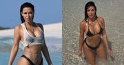 Instagram KONTRA rzeczywistość: Kim Kardashian pręży się W BIKINI na plaży (ZDJĘCIA)