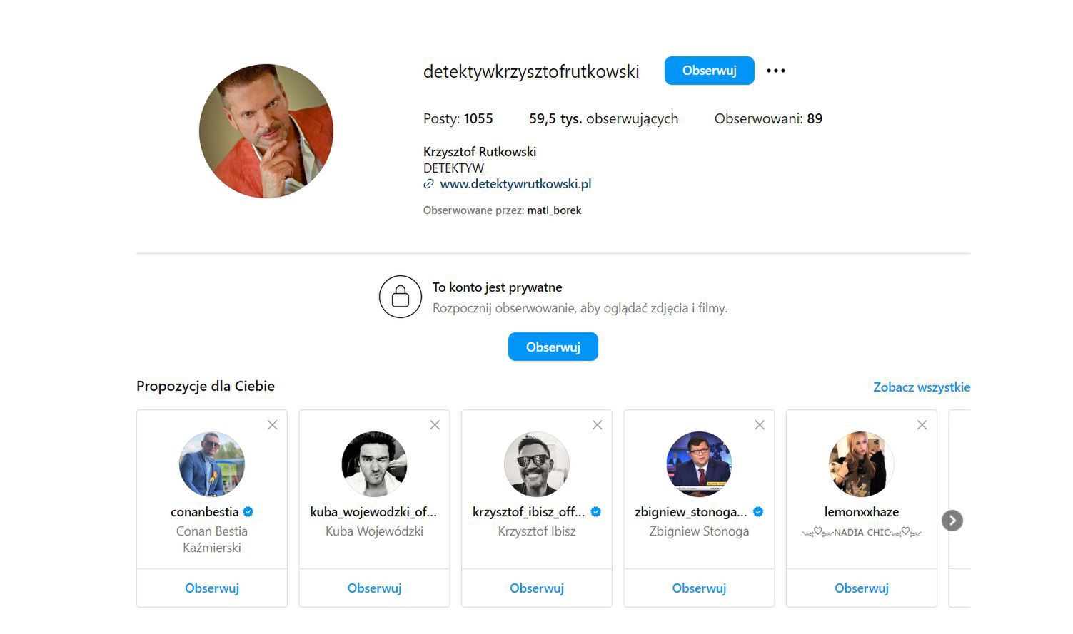 Krzysztof Rutkowski zmienił ustawienia na swoim Instagramie