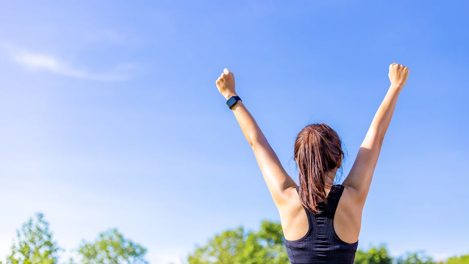 Back view of a woman in stretching up her arms and fists happily at an outdoor field with blurred trees and clear blue sky background on a bright sunny morning, copy space
Kudos Studio
active, activity, adult, arm, asian, athlete, attractive, background, beautiful, beauty, body, diet, exercise, female, fist, fit, fitness, girl, green, happy, health, healthy, japanese, jogging, lifestyle, model, nature, outdoor, outside, park, people, person, portrait, relaxation, runner, slim, smile, sport, sporty, stretching, summer, trainer, training, vitality, weight, wellness, woman, workout, yoga, young