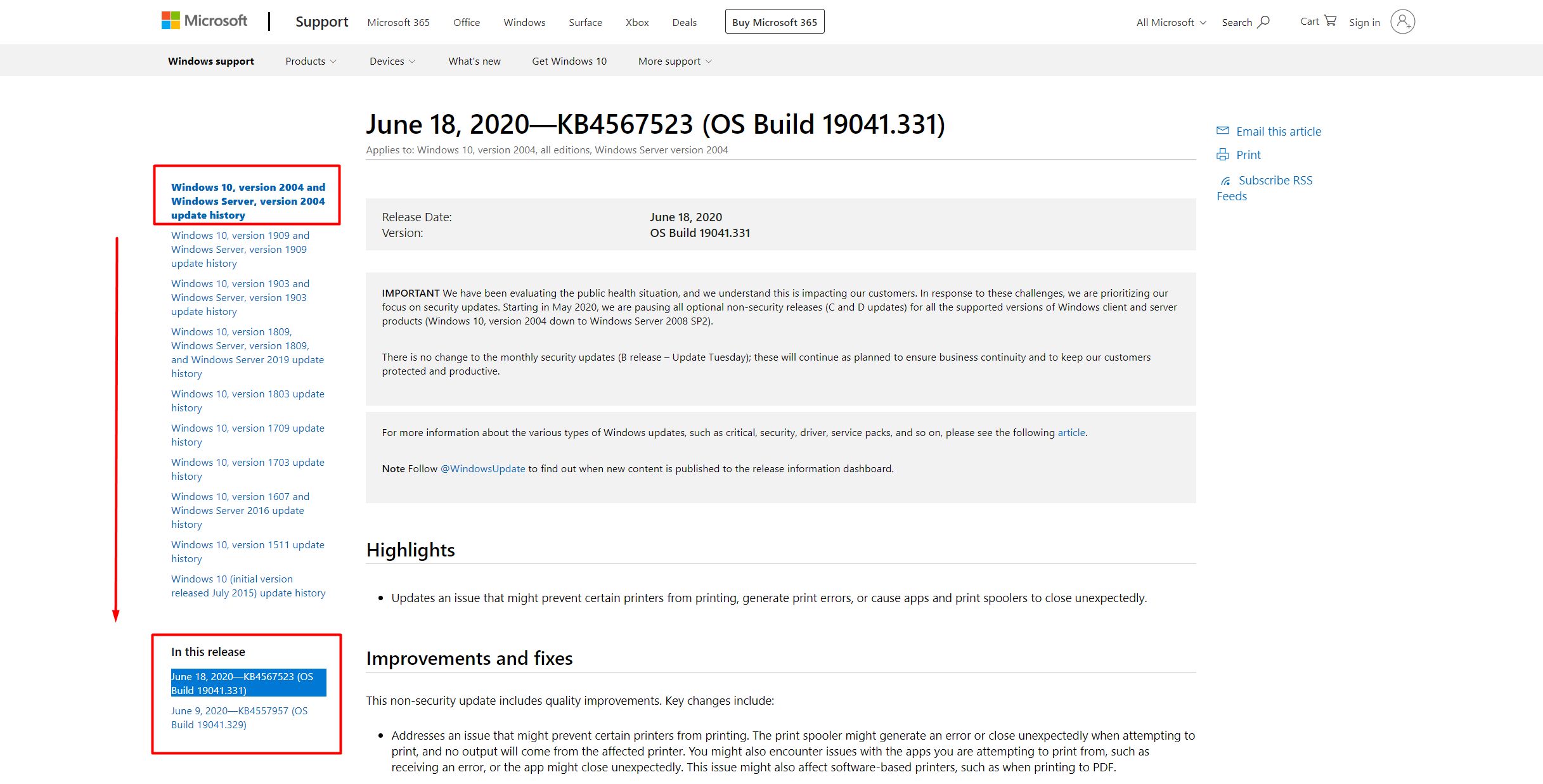 Informacje o danej kompilacji Windows 10, źródło: dokumentacja Windows 10, fot. Oskar Ziomek.