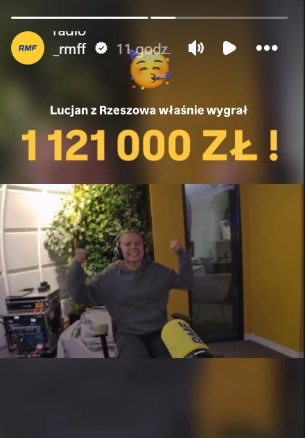 Relacja RMF FM z wygranej Lucjana w radiowej kumulacji