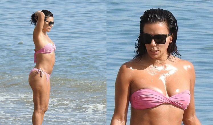 Eva Longoria ekponuje umięśnioną sylwetkę na plaży w Marbelli