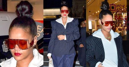 "Stylowa" Rihanna powraca w czerwonych okularach na pół twarzy