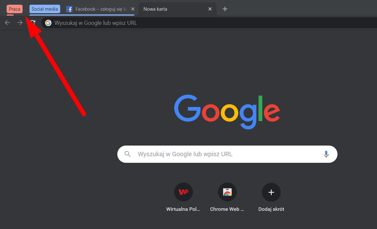 Po kliknięciu nazwy grupy, wszystkie karty do niej należące zostaną ukryte, fot. Oskar Ziomek.