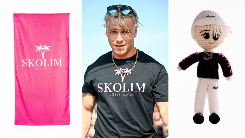 Skolim sprzedaje gadżety ze swoją podobizną.