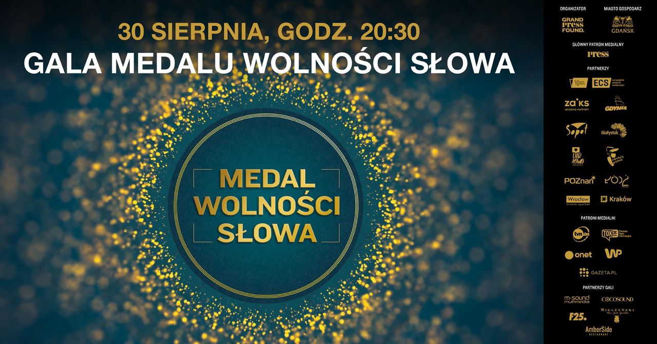 Medal Wolności Słowa to nagroda Fundacji Grand Press. Relację z gali oglądać można będzie na FB