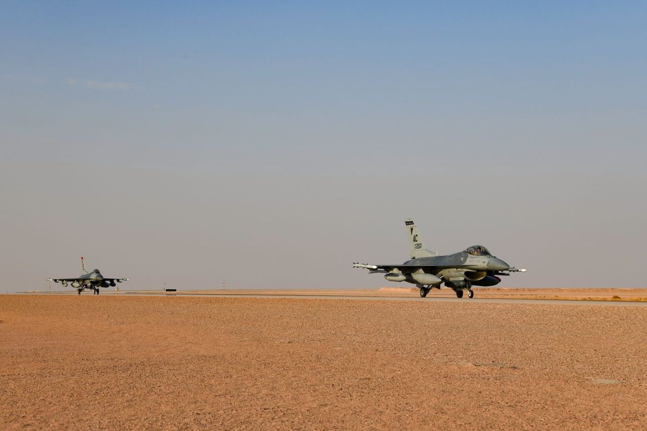 F-16 fighters on the runway