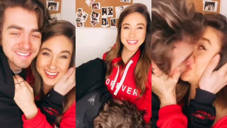 Podekscytowany chłopak Idy Nowakowskiej całuje jej brzuch