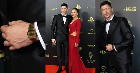Robert Lewandowski na galę Złotej Piłki przyszedł w garniturze za 14 tysięcy i... z TANIM ZEGARKIEM! Jego cena ZASKAKUJE (ZDJĘCIA)