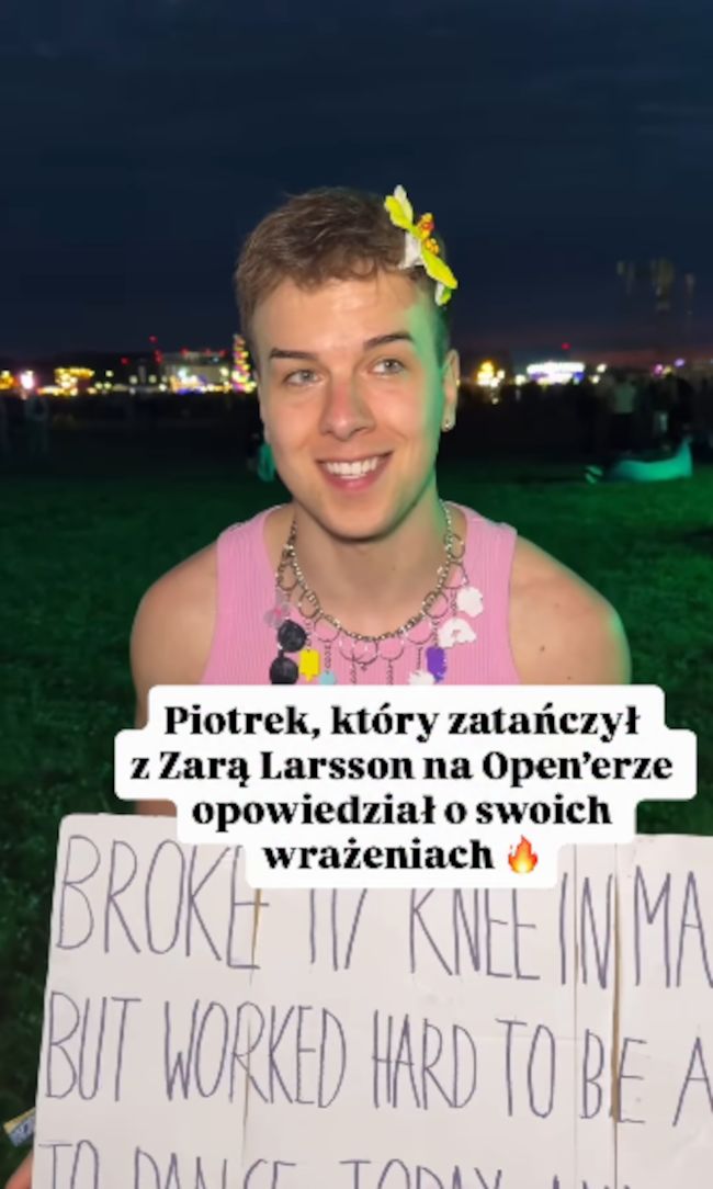 Zara Larsson zaprosiła go na scenę. To radny z Konina