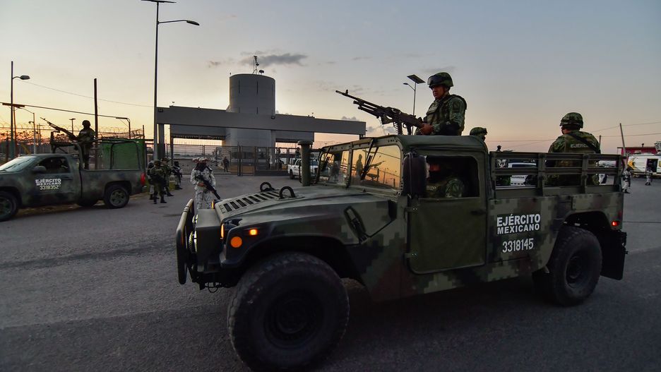 Drug kingpin Ovidio Guzmán arrives at Maximum Security Prison El Altiplano, Mexico
ALMOLOYA DE JUAREZ, MEXICO - JANUARY 5: The Mexican Army accompanied the National Guard protect the Federal Center for Social Readaptation #1 'El Altiplano, where Mexican drug cartel leader Ovidio Guzman Lopez, 'El Raton', 32, son of former drug lord Joaquin El Chapo Guzman was admitted by helicopter. On January 5, 2023 in Almoloya de Juárez, México. (Photo credit should read Arturo Hernandez / Eyepix Group/Future Publishing via Getty Images)
Future Publishing
drug trafficker, segurity, raton, ovidio, mexican, marine, tranfer, jail, el chapo, guard, almoloya de juarez, state of mexico, el antiplano, maximum security prision, prision, drug kingpin, drug gang, justice, anti-narcotics, drug lord