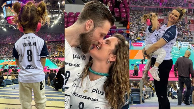 Zofia Zborowska z córeczkami na meczu