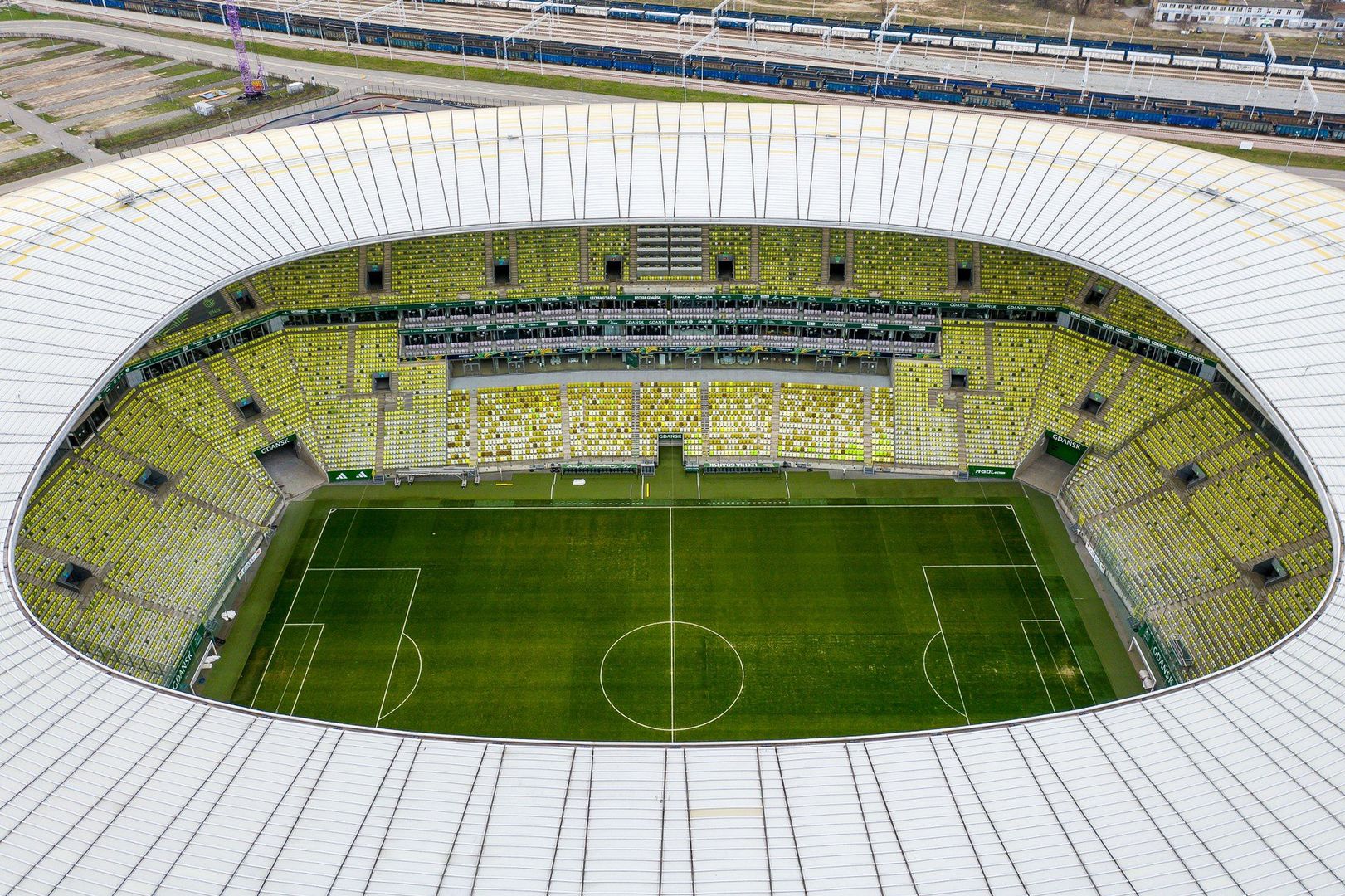 Stadion Polsat Plus Arena Gdańsk z lotu ptaka