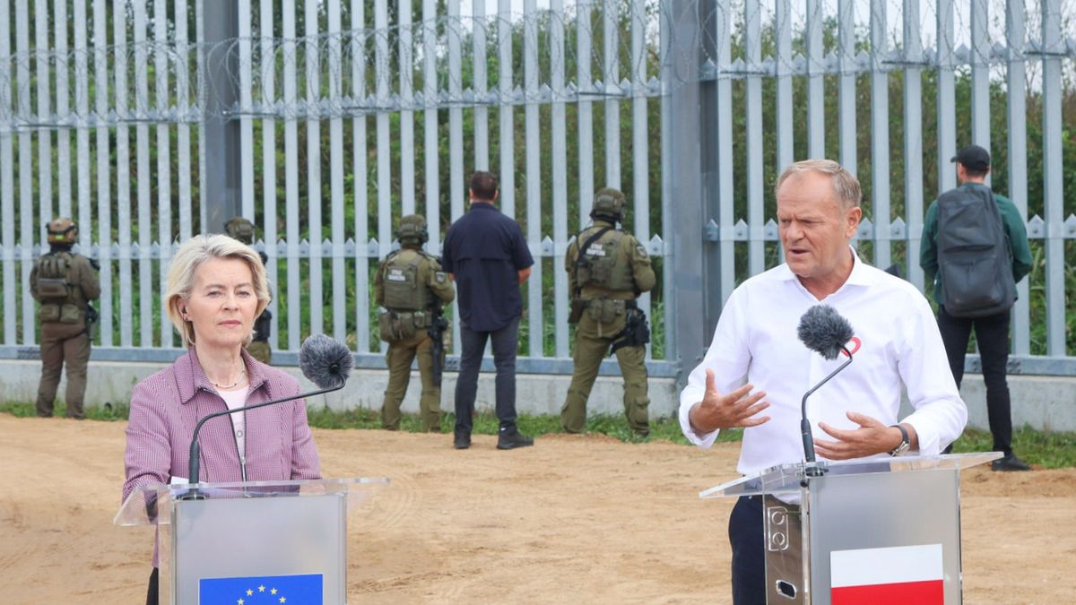 Donald Tusk i Ursula von der Leyen na granicy polsko-białoruskiej, 31 sierpnia 2025 roku