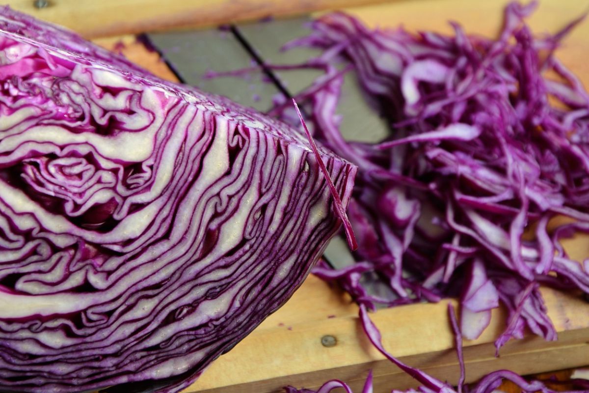 A mix of red and white cabbage will give the salad a sweet-spicy flavor.