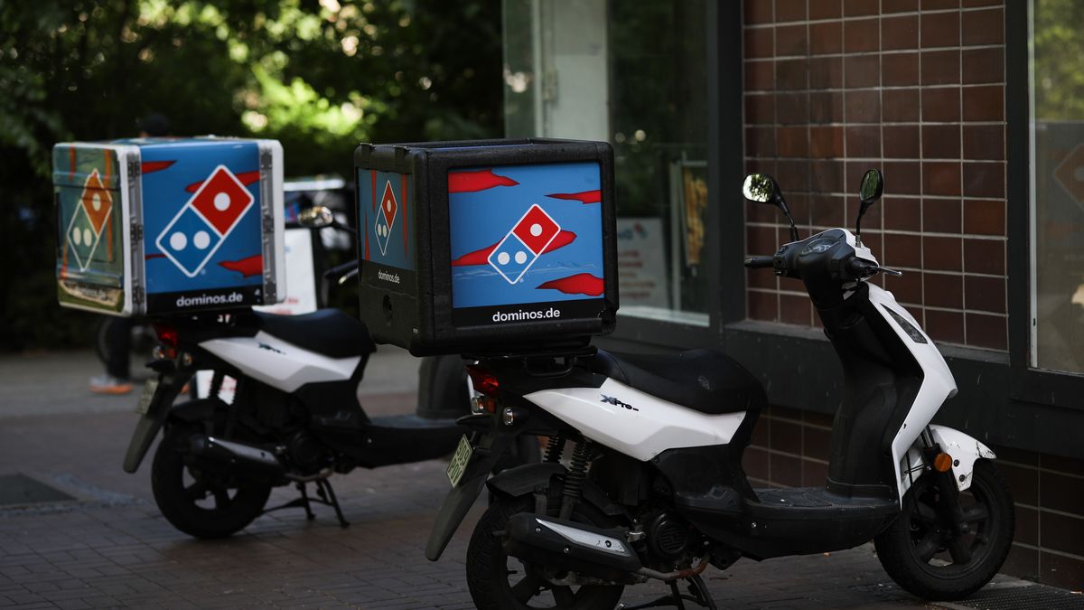 BERLIN, GERMANY - JULY 07: A Domino's Pizza scooter is seen on July 07, 2020 in Berlin, Germany. (Photo by Jeremy Moeller/Getty Images)