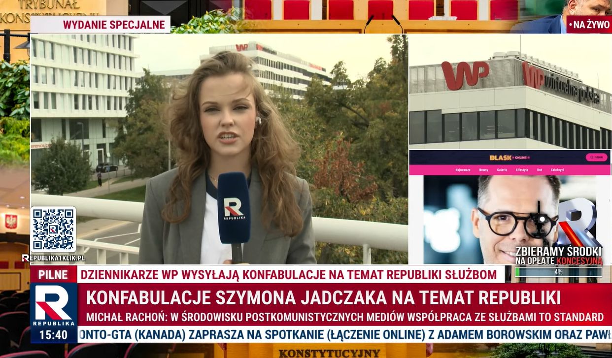 Wejście na żywo przed siedzibą WP