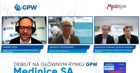Medinice debiutuje na głównym rynku GPW. Przecena przekroczyła już 10 procent