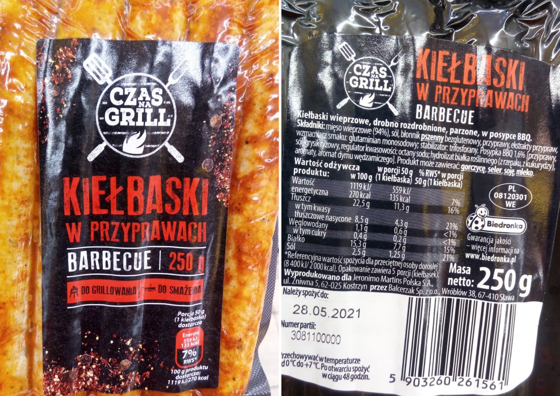Kiełbaski ze sklepu Biedronka