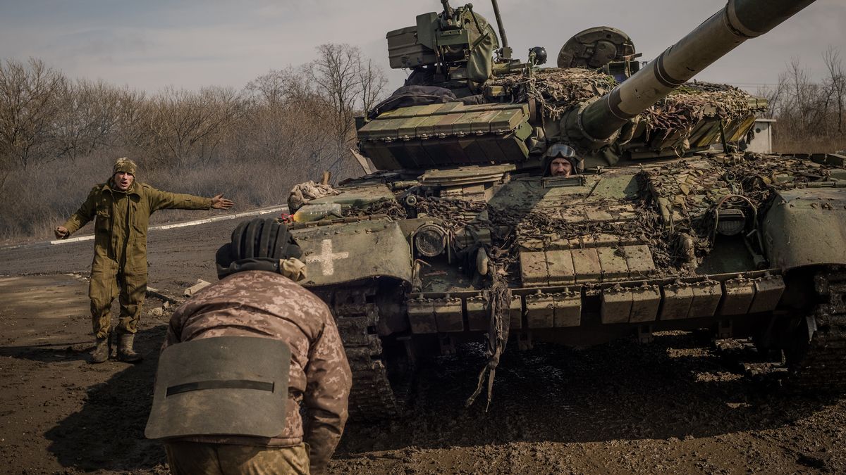 Ukraiński T-64 pod Bachmutem, 9 marca 2023 roku