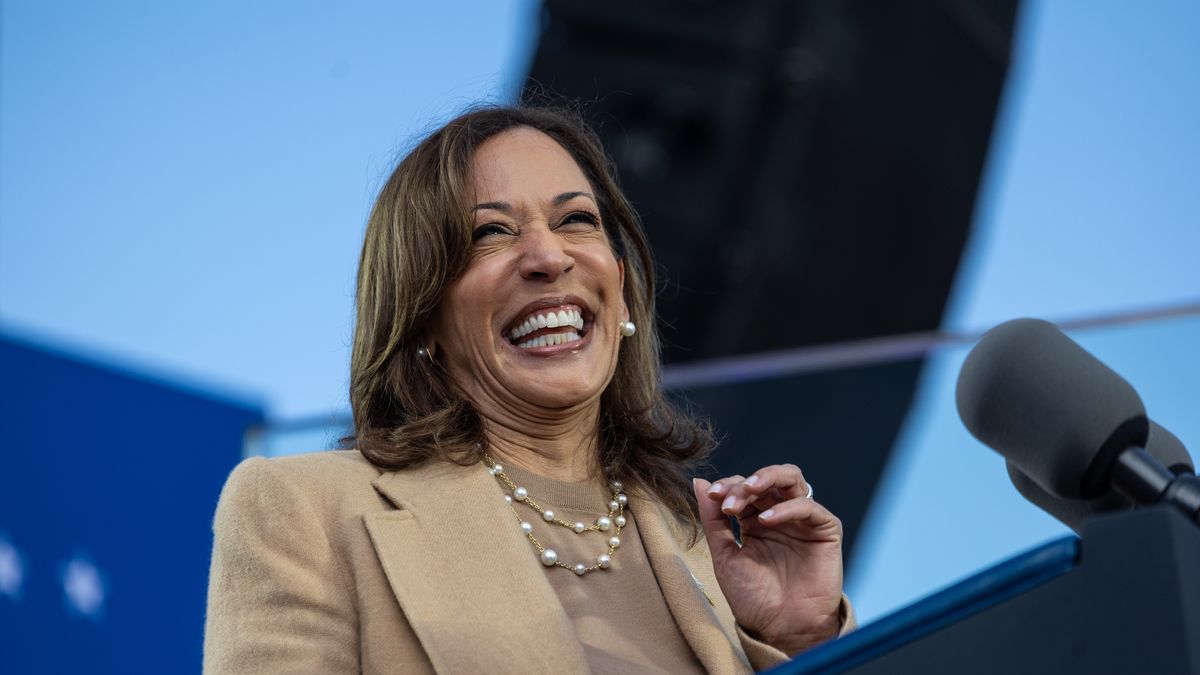 ATLANTA, GEORGIA - NOVEMBER 02: Democratic presidential nominee, U.S. Vice President Kamala Harris speaks at a rally at the Atlanta Civic Center on November 2, 2024 in Atlanta, Georgia. With three days until election day, Vice President Kamala Harris is campaigning across several states. (Photo by John Moore/Getty Images)
