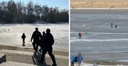 Ryzykują życie wchodząc na cienki lód. "Chłopiec rozbijał lód, mama się przyglądała"