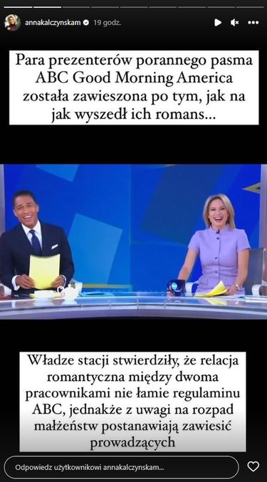 Anna Kalczyńska o romansie prezenterów śniadaniówki