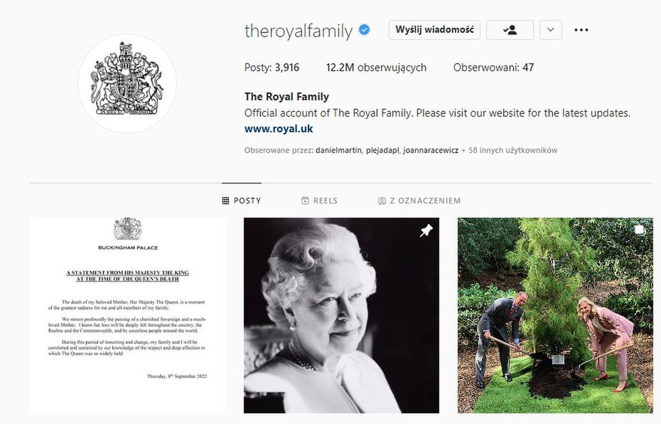 Instagram rodziny królewskiej