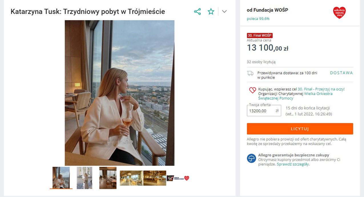 Kasia Tusk - aukcje WOŚP 2022