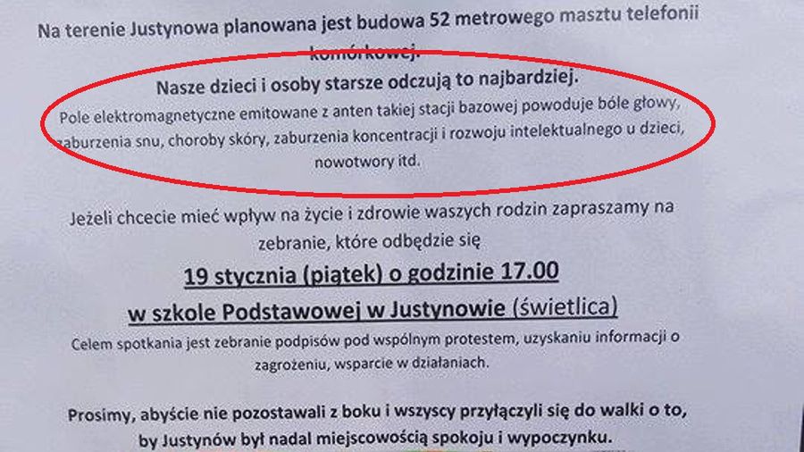 Mieszkańcy Justynowa są przeciwni budowy stacji tel. komórkowej