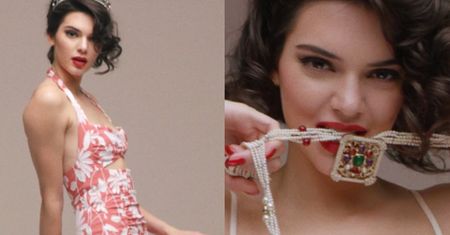 Kendall Jenner gryzie perły w prześwitującym staniku