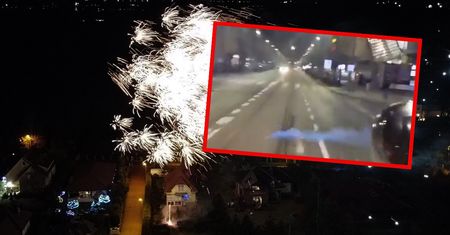 Butelką rzucił w wóz strażacki. Krąży nagranie
