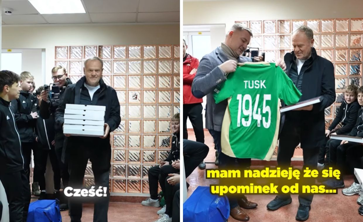 Tusk dostarczył pizzę młodym piłkarzom w Gdańsku