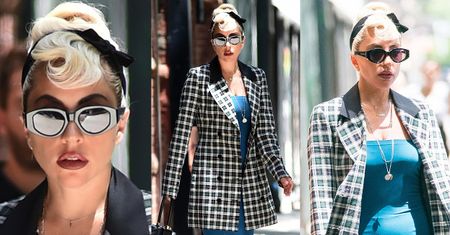Elegancka Lady Gaga w za dużych butach Prady