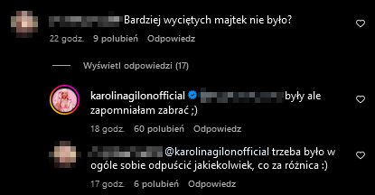 Karolina Gilon odpowiedziała na przykry komentarz internautki 