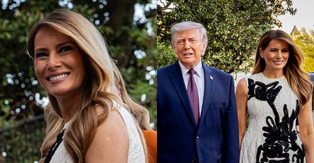 Melania Trump przyciągała spojrzenia podczas przywitania królewskiej pary z Holandii. Postawiła na nieoczywistą suknię (ZDJĘCIA)