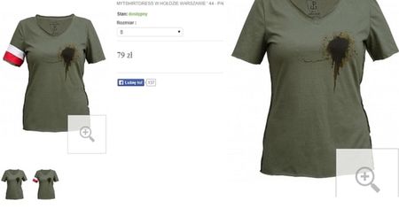 Sprzedają "POWSTAŃCZE T-SHIRTY" z... raną od kuli i krwią!