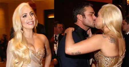 Lady Gaga W ZŁOTEJ SUKNI! Całuje Kinneya! (ZDJĘCIA)