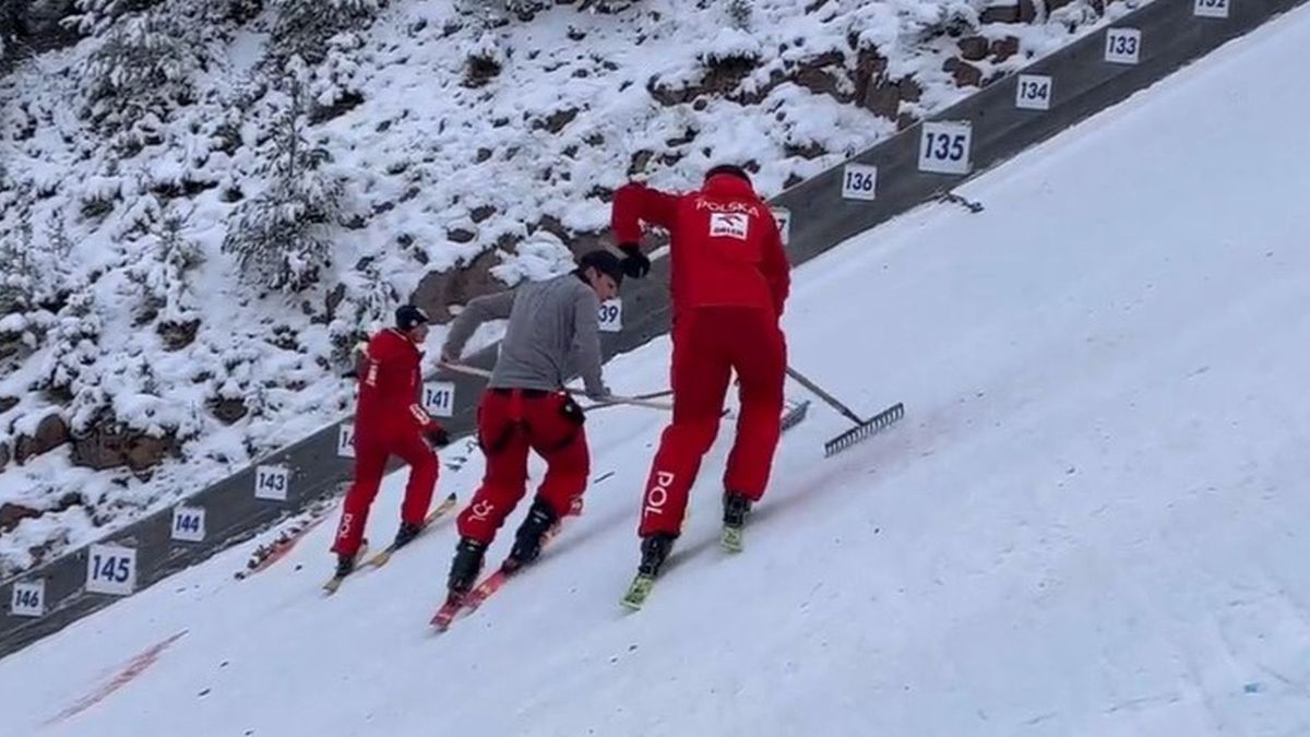 Thurnbichler i jego asystenci przygotowują zeskok skoczkom