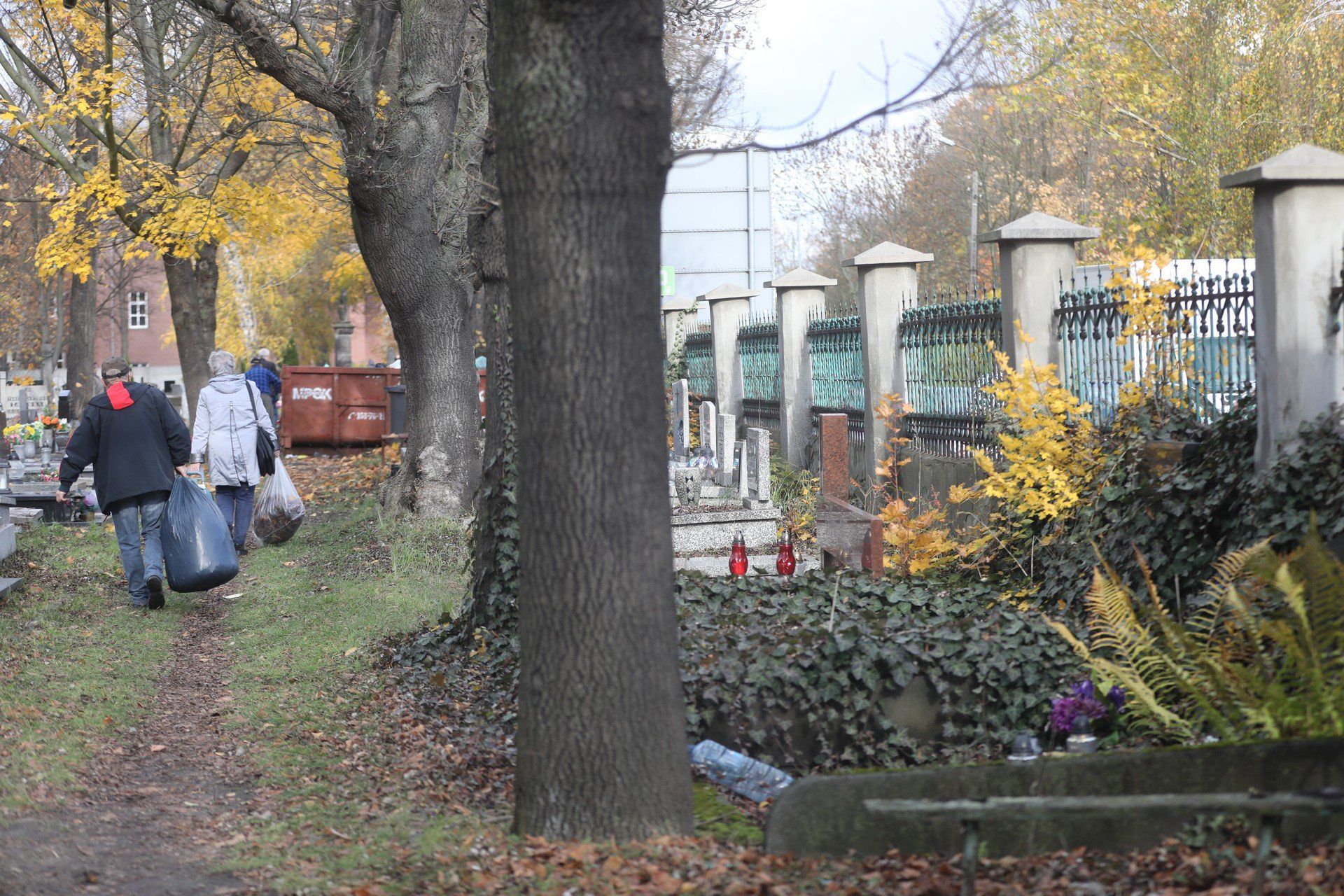 Wszystkich Świętych 2025: Mieszkańcy Katowic sprzątają groby