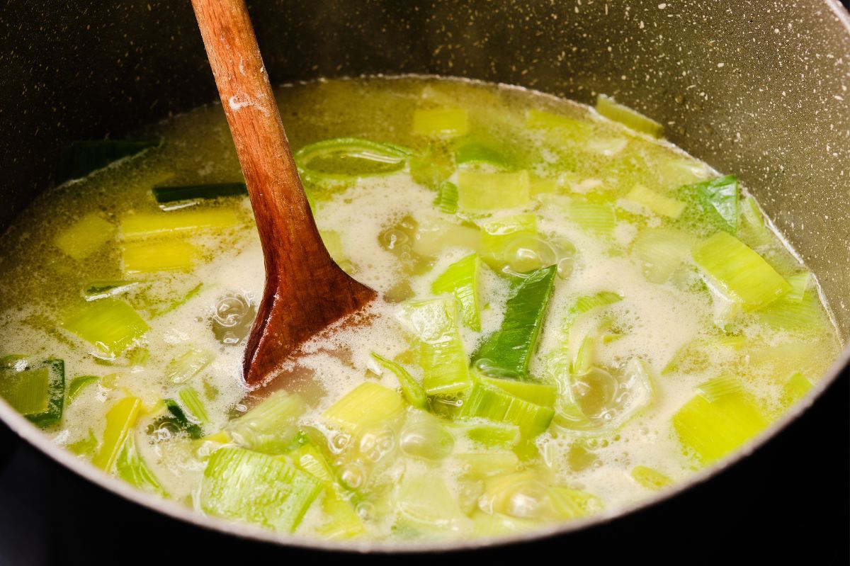 Cream of leek soup. One specific addition will be useful.